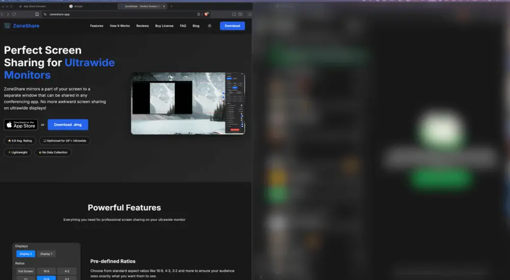 Blur selected apps and browser tabs to maintain privacy during screen sharing