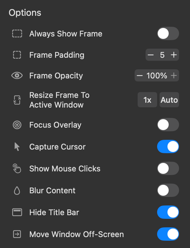 Choose from several options during sharing