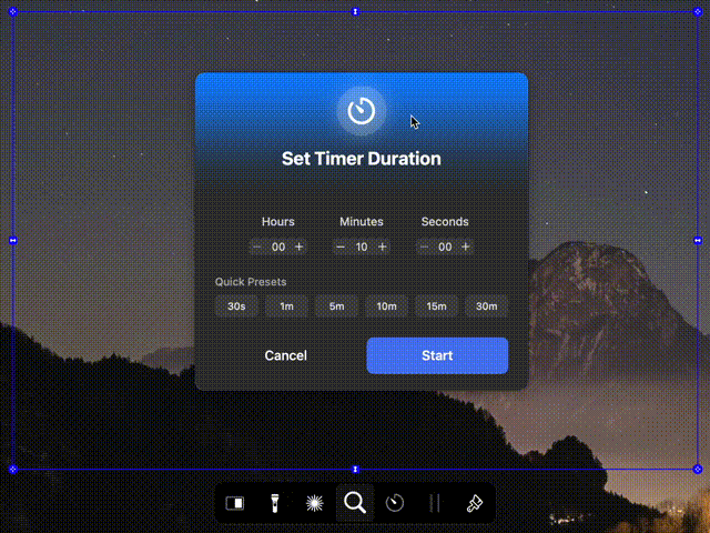 Built-in timer for presentations and lectures